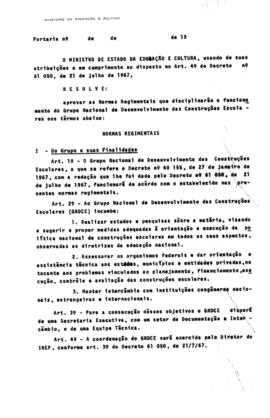 Campanhas de Construções Escolares_m014p01 - Legislação aprova normas regimentais do GNDCE, 1967