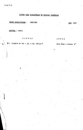 COLTED_m012p11 - Relação de Livros Selecionados para Escolas Primárias, 1967