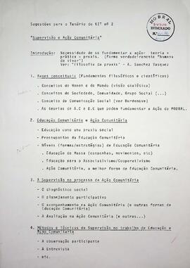 Kit nº 2 - Ação Comunitária do Projeto de Capacitação de Supervisores, 1979 - 1980