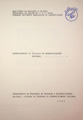 Acompanhamento do Programa de Desenvolvimento Cultural, 1982