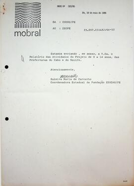 Relatório  Final das Atividades do Projeto de Alfabetização de 9 a 14 anos – Cabo e Recife, 1985