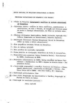 CRPE-PE_m029p02 - Listagem com Pesquisas em Andamento, em Projeto e Concluídas, 1968