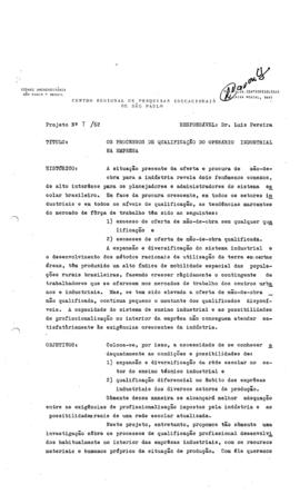 CRPE-SP_m0001p19 - Projeto “Os Processos de Qualificação do Operário Industrial na Empresa”, 1962
