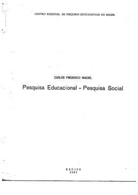 CRPE-PE_m035p01 - Artigo “Pesquisa Educacional - Pesquisa Social (Análise Lógica de uma Dicotomia...