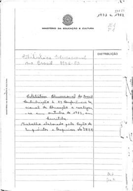 ESTATÍSTICA_m001p01 - Estatística Educacional do Brasil no período de 1932 a 1953, 1953