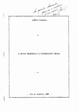 EDUCADORES_m030p01 - Artigo - Escola Brasileira e Estabilidade Social,  Anísio Teixeira,1957