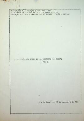 Plano Geral de Capacitação do MOBRAL, 1984